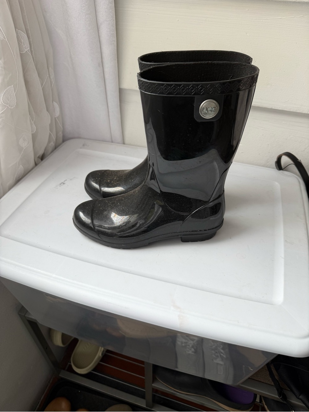 UGG Black Glossy Rain Boots